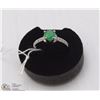 Image 1 : 188-GREEN EMERALD & CZ RING .925 STERLING SILVER