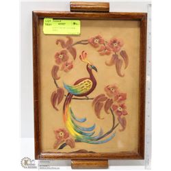 VINTAGE PICTURE ON LEATHER – EXOTIC BIRD