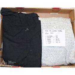 FLAT OF PLUS SIZE LADIES CLOTHES INCL 4XL SWEATER,