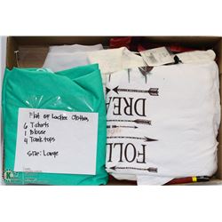 FLAT OF LARGE LADIES CLOTHES INCL 6 TSHIRTS, 1