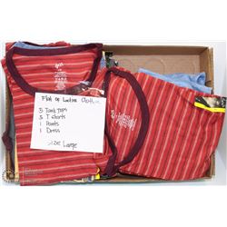 FLAT OF LARGE LADIES CLOTHES INCL 5 TANK TOPS, 5