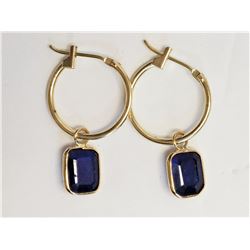 #4-14KT YELLOW GOLD BLUE SAPPHIRE (4.00CT) EARRING