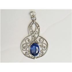 #5-14KT WHITE GOLD BLUE SAPPHIRE (1.00CT) PENDANT