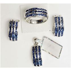 #13-STERLING SILVER SAPPHIRE (2.76CT) EARRING,