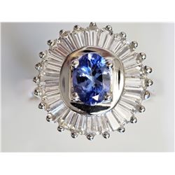 #15-STERLING SILVER TANIZANITE (0.90CT) & CUBIC