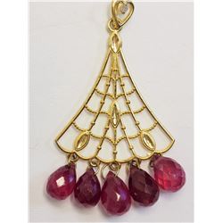 #17-14KT YELLOW GOLD RUBY (5.20) & DIAMOND PENDANT