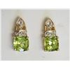 Image 1 : #22-10KT YELLOW GOLD PERIDOT AND DIAMOND EARRINGS