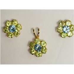 #32-14KT YELLOW GOLD PERIDOT & BLUE TOPAZ