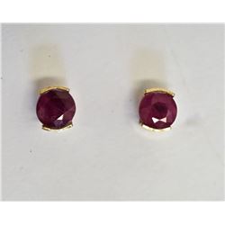 #35-14KT YELLOW GOLD GENUINE RUBY EARRINGS