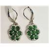 Image 1 : #37-STERLING SILVER EMERALD (8.10CT) FLOWER EARRING