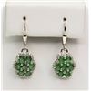Image 2 : #37-STERLING SILVER EMERALD (8.10CT) FLOWER EARRING