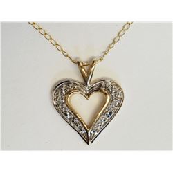 #38-10KT YELLOW GOLD DIAMOND HEART SHAPE NECKLACE
