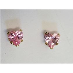 #39-14KT YELLOW GOLD PINK CUBIC ZIRCONIA HEART