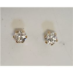 #42-14KT YELLOW GOLD CUBIC ZIRCONIA EARRINGS