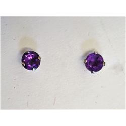 #48-14KT WHITE GOLD AMETHYST (0.20CT) EARRINGS