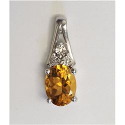 #49-STERLING SILVER TOPAZ & DIAMOND (APPROX. 1.01G