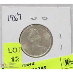 1967 CANADIAN SILVER 25 CENT COIN