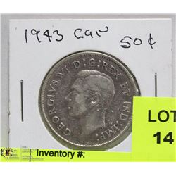 1943 CANADIAN 50 CENT COIN