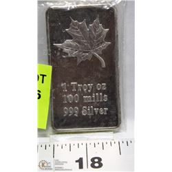 1-OZ .999 SILVER MAPLE LEAF BAR