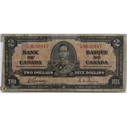 1937 CANADA $2 BILL - GORDON/TOWERS