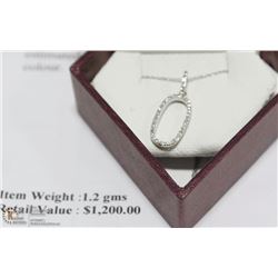 14KT WHITE GOLD DIAMOND PENDANT AND CHAIN W/ COA