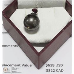14KT WHITE GOLD PEARL GEMSTONE PENDANT W/ COA