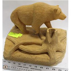 GRIZZLY BEAR   HAND CARVED  WOOD 9"X 11"