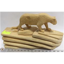 COUGAR  HAND CARVED WOOD 10" X 19"