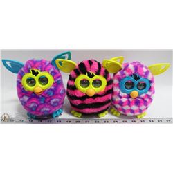 3 MULTI COLOUR FURBY'S