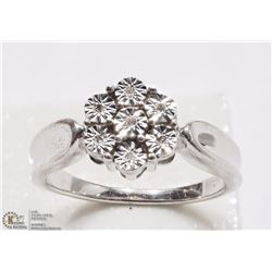 #2-STERLING SILVER 7 DIAMOND RING