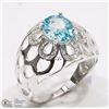 Image 2 : #10-STERLING SILVER BLUE ZIRCON (3.5CT) RING