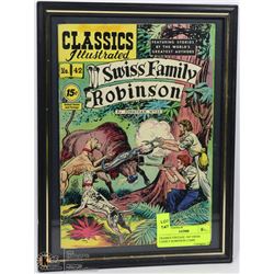 FRAMED VINTAGE 1947 SWISS FAMILY ROBINSON COMIC