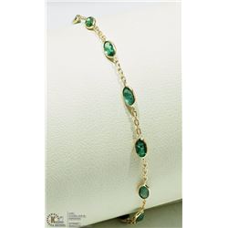 #17-14K YELLOW GOLD EMERALD BRACELET