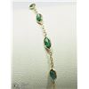 Image 2 : #17-14K YELLOW GOLD EMERALD BRACELET