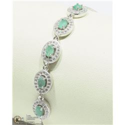 #18-STERLING SILVER EMERALD ADJUSTABLE