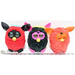 3 SOLID COLOUR FURBY'S BLACK , ORANGE, RED
