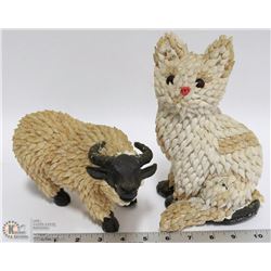 A PAIR OF HANDMADE FIGURINES MADE FROM SHELLS