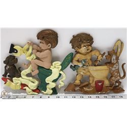 2 SEXTON VINTAGE TIN WALL BATHROOM HANGING