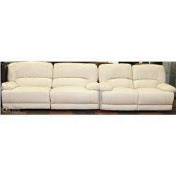 NEW WHITE BONDED LEATHER RECLINING SOFA AND LOVE