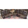 Image 2 : NEW MARTIN BROWN LEATHERETTE RECLINING SOFA AND