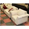 Image 1 : NEW BEIGE MICROFIBRE 78" SOFA 57" LOVE SEAT AND