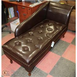 NEW BROWN LEATHERETTE STORAGE CHAISE LOUNGE CHAIR