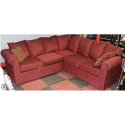 NEW CANYON ORANGE FABRIC SECTIONAL W/ ACCENT
