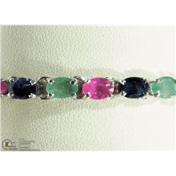 #23-STERLING SILVER EMERALD, SAPPHIRE AND