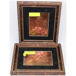 GAELIC MUSICIAN & DOG ON COPPER  SET OF 2 12"X10"