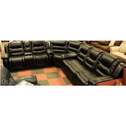 NEW BLACK LEATHERETTE DELUXE RECLINING CONSOLE