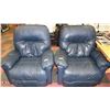 Image 1 : PAIR OF BLUE LEATHERETTE RECLINING/ROCKING CHAIRS
