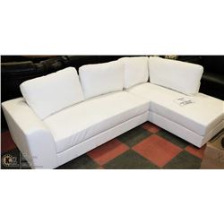 NEW WHITE LEATHERETTE 103" X69" 'L' SHAPE