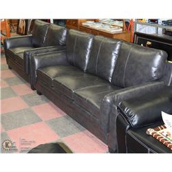 NEW CHARCOAL CYRUS LEATHERETTE 83" SOFA WITH