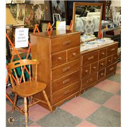 MAPLE DRESSER WITH MIRROR SOLD WITH 5 DRAWER CHEST